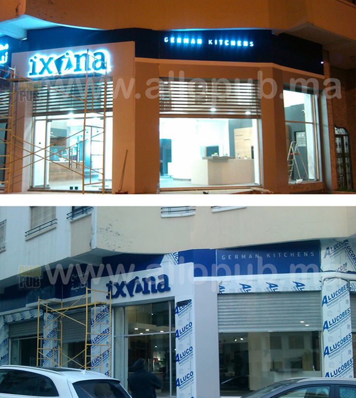 Façade de magasin Ixina avec enseigne lumineuse